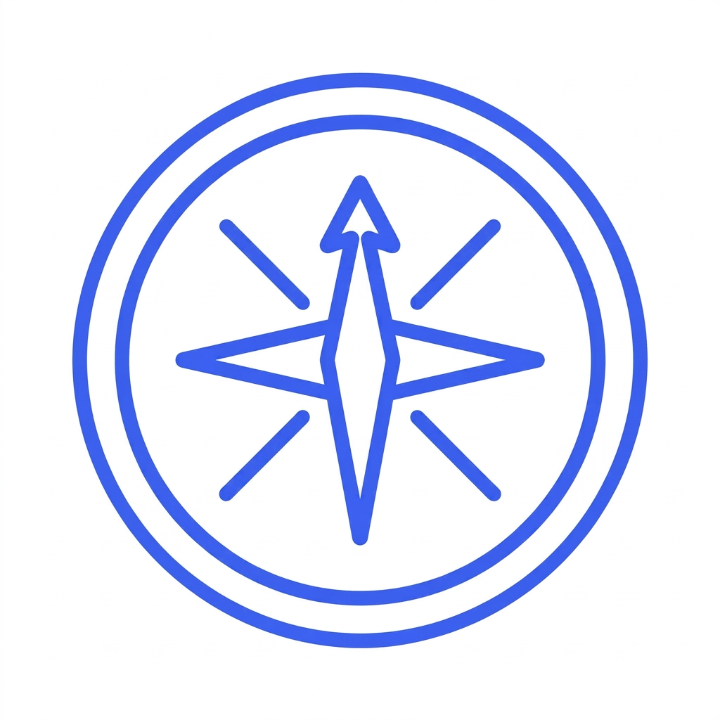 Compass rose with directions N, S, E, W and intermediate points NE, NW, SE, SW
